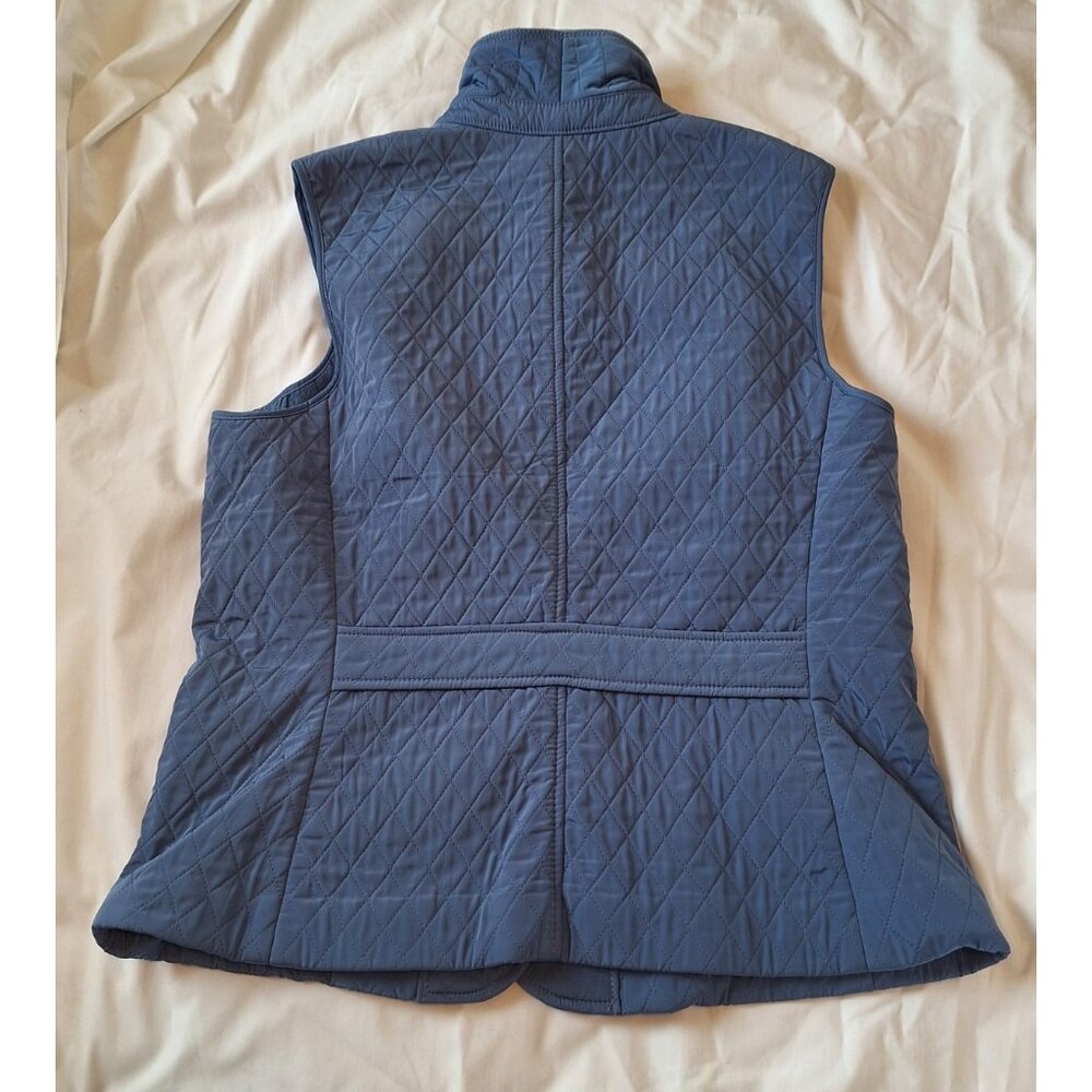 New TALBOTS Sleeveless Quilted Vest Sz L Blue Button Front NWT $89 - Picture 9 of 10